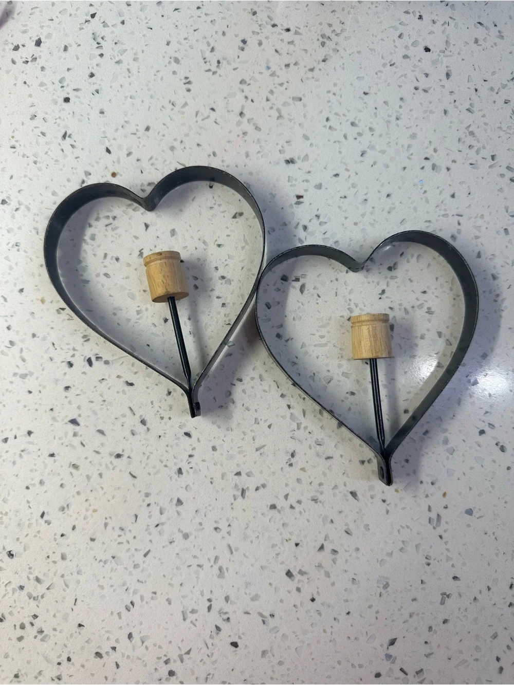 Heart Pancake/Egg Shaper Set with Natural Wood Handles